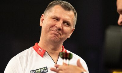Krzysztof Ratajski podczas World Cup of Darts 2023 (mecz z Litwą)